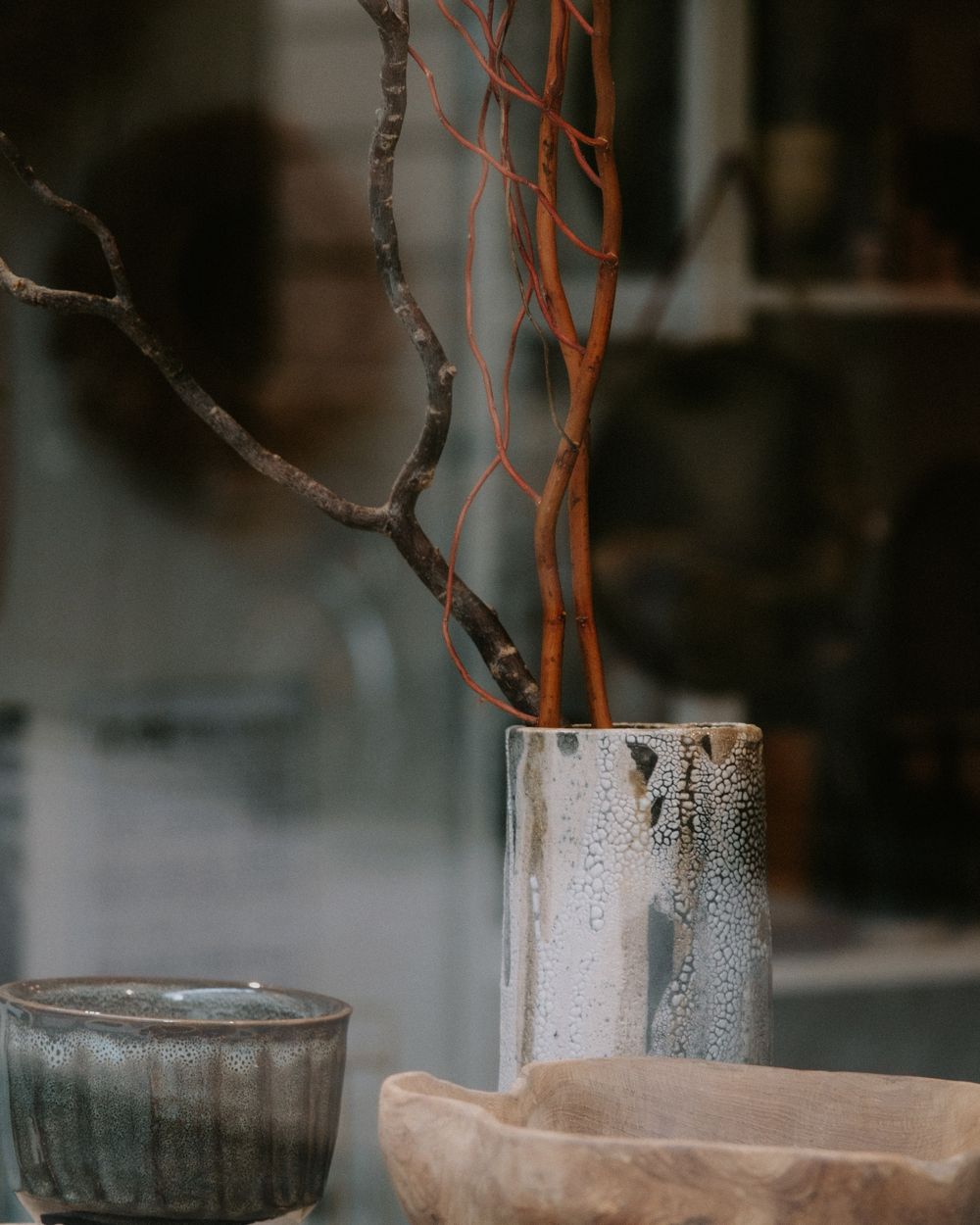 Ceramic vase with branches