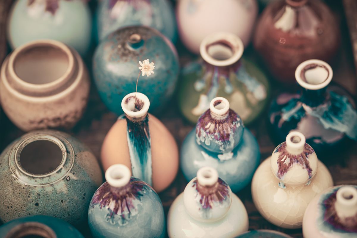 Tall drip glaze vase